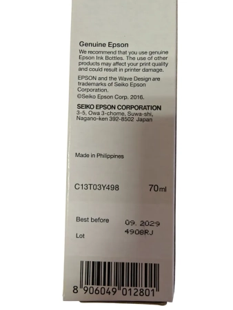 Чернила Epson 001 C13T03Y398 оригинал, пурпурные 70 мл.